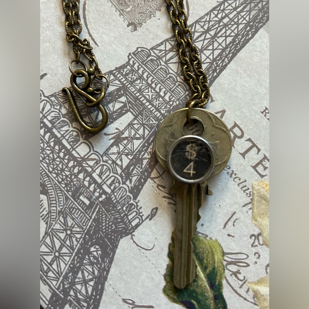 Vintage Repurposed Typewriter Button and Key Necklace